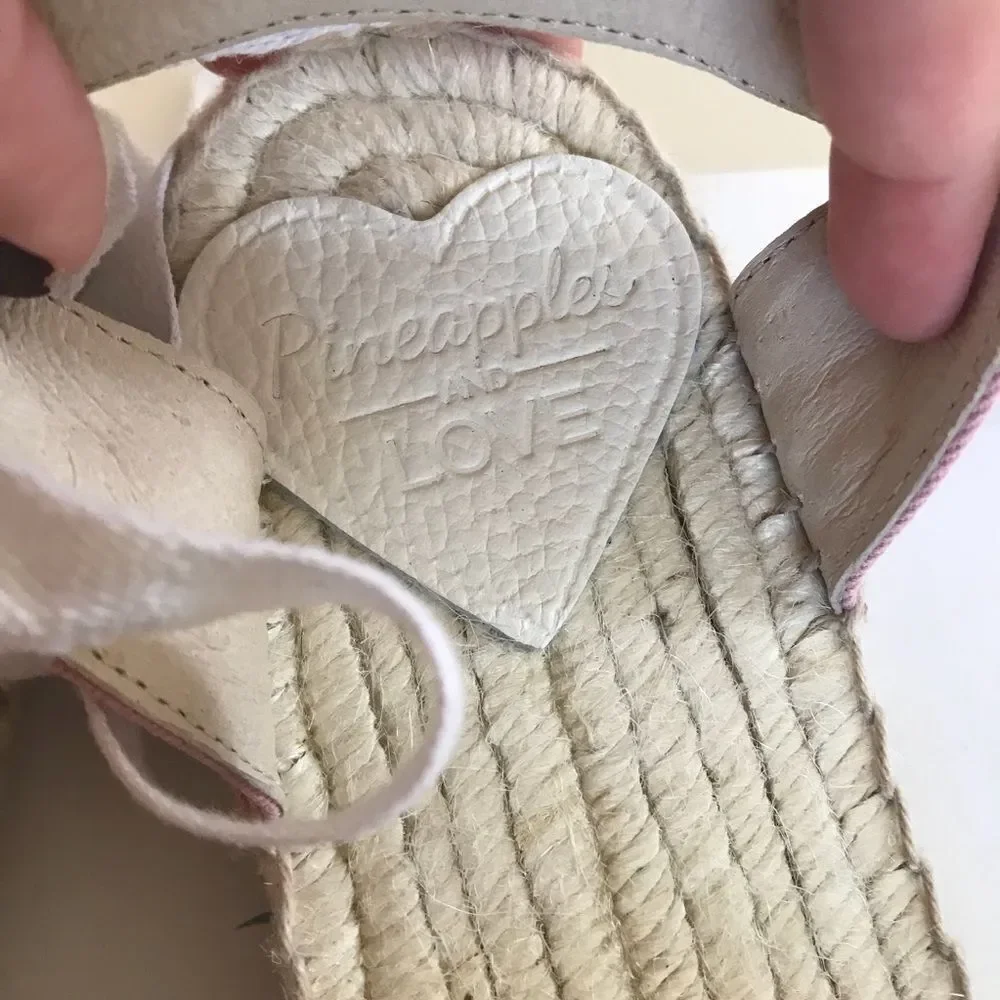 Pineapples and love pink lace up espadrille